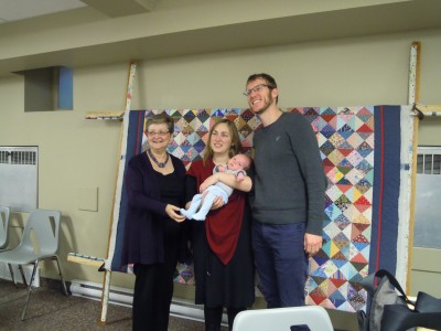 Our most recent child dedication and the nearing completion quilt for them.