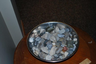 Our service included everyone having a stone and exchanging them a few times during the service.